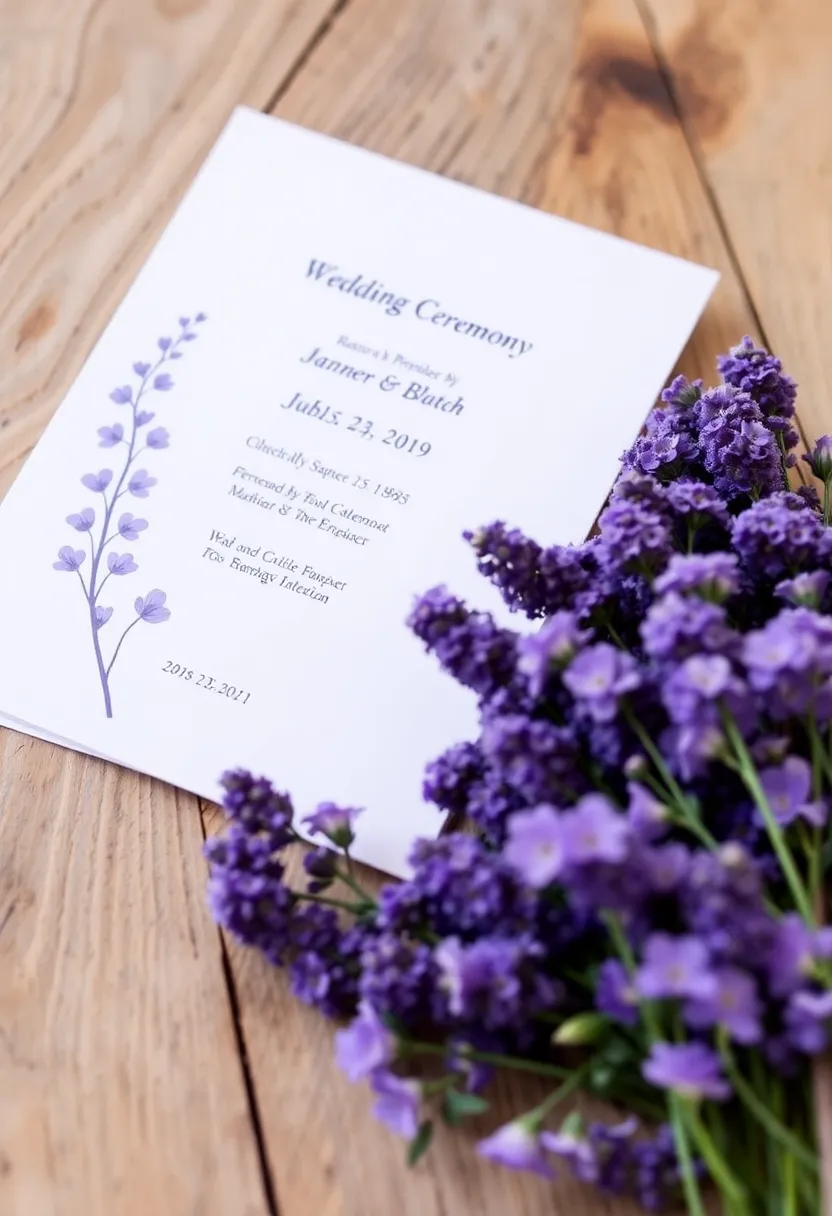 21 Lavender Wedding Theme Ideas That Will Leave You Breathless! - 12. Lavender Ceremony Program