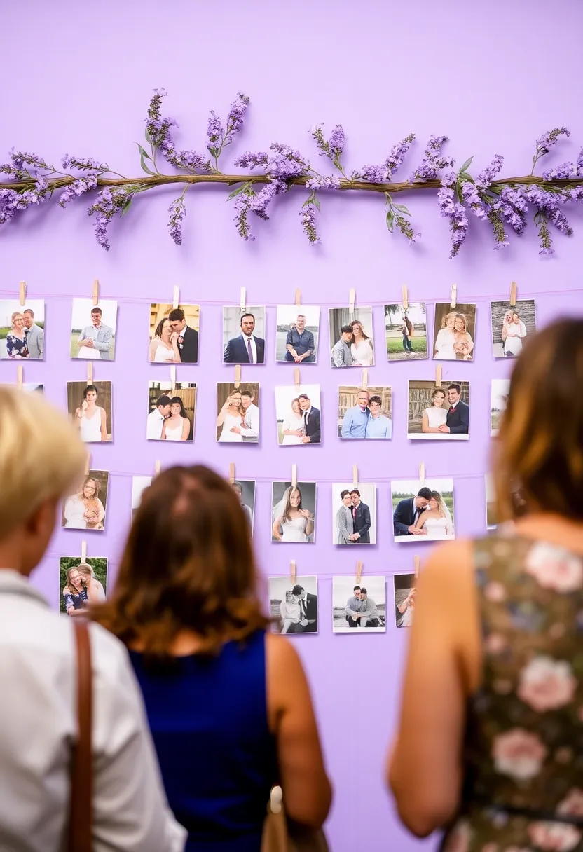 21 Lavender Wedding Theme Ideas That Will Leave You Breathless! - 17. Lavender Photo Displays