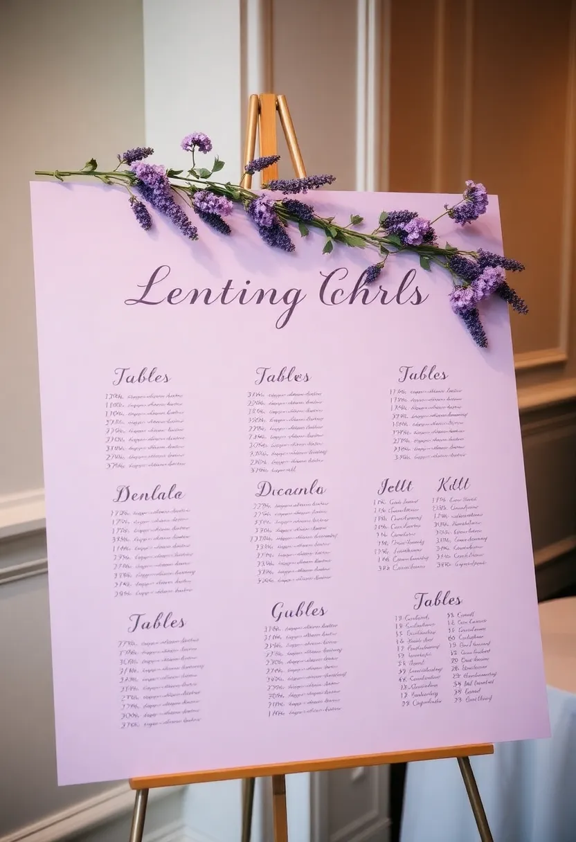 21 Lavender Wedding Theme Ideas That Will Leave You Breathless! - 10. Lavender Seating Chart