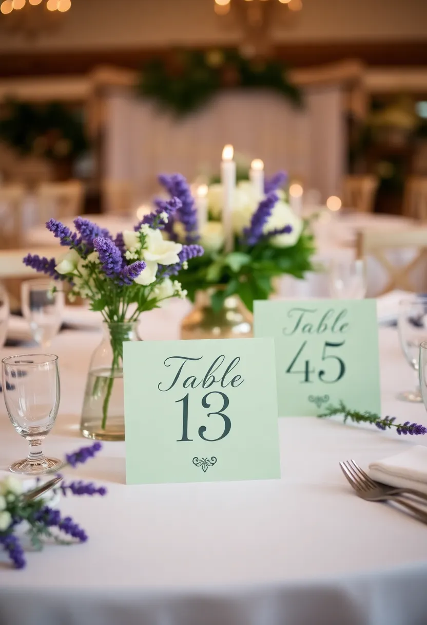 21 Sage and Lavender Wedding Ideas That'll Make Your Heart Skip a Beat! - 15. Sage Green Table Numbers