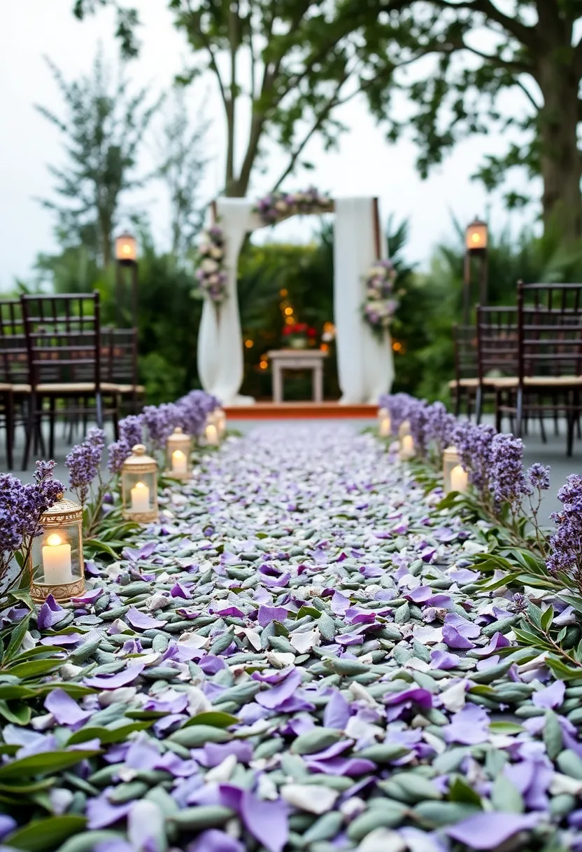 21 Sage and Lavender Wedding Ideas That'll Make Your Heart Skip a Beat! - 12. Lavender Petals for Aisle Decor