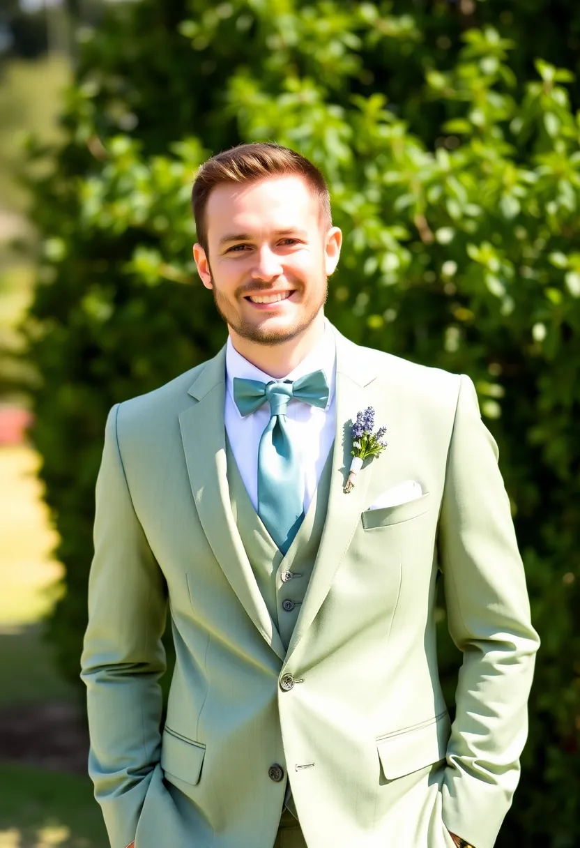 21 Sage and Lavender Wedding Ideas That'll Make Your Heart Skip a Beat! - 6. Sage Green Groom’s Attire