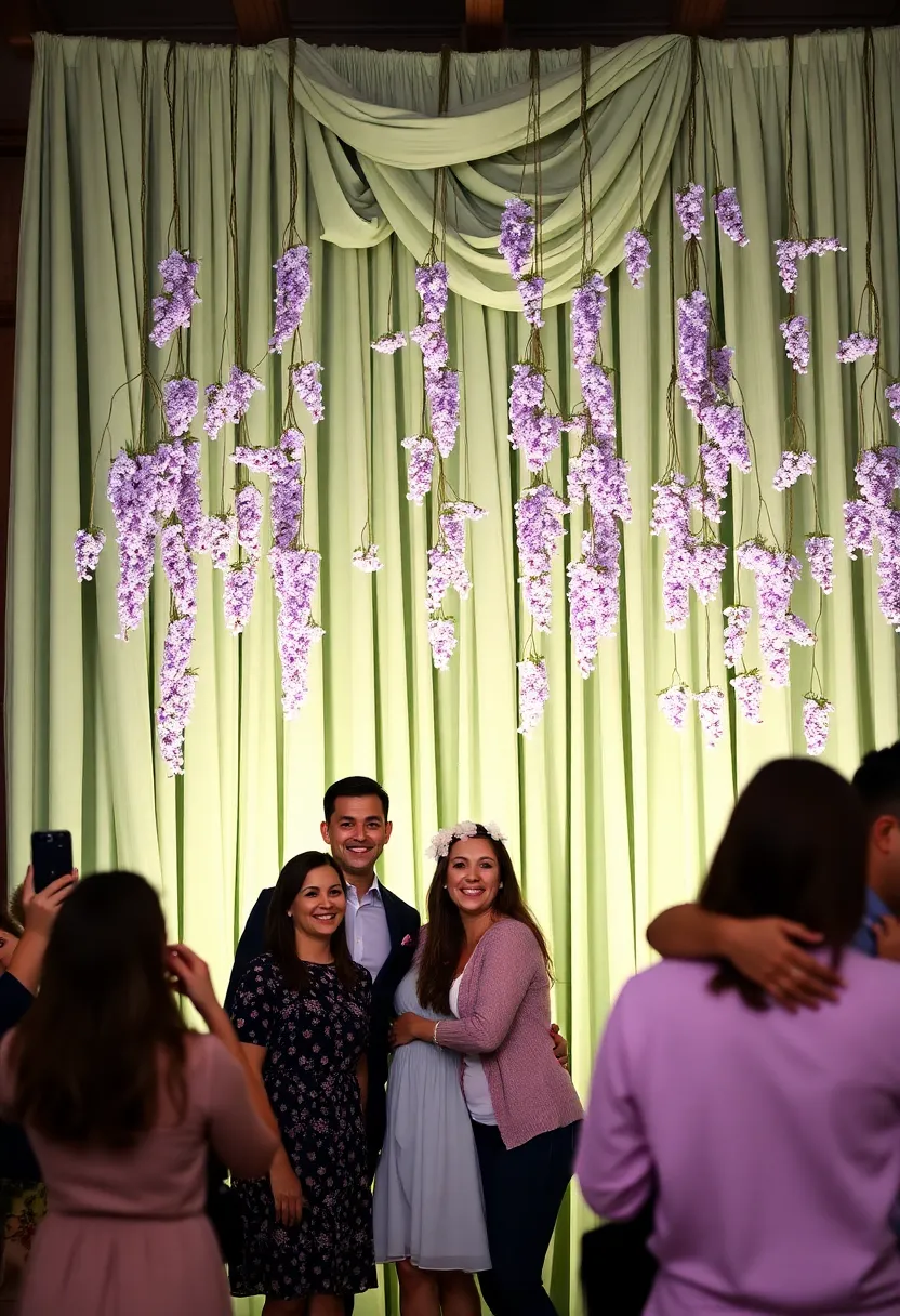 21 Sage and Lavender Wedding Ideas That'll Make Your Heart Skip a Beat! - 16. Sage Green Backdrop for Photos