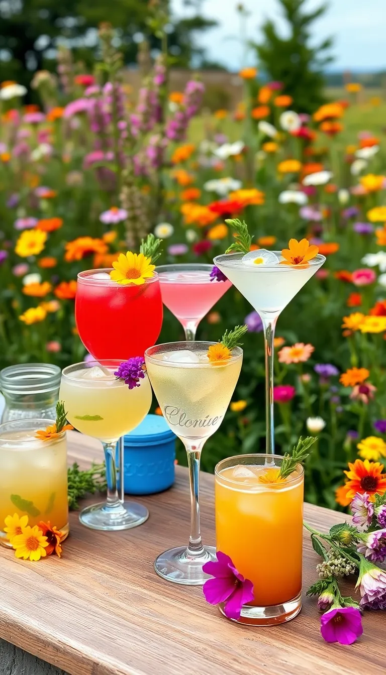 Transform Your Big Day: 22 Wildflower Wedding Ideas You Didn’t Know You Needed! - 11. Wildflower-Themed Cocktail Station