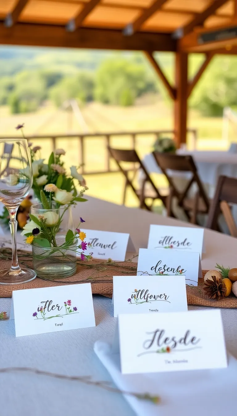 Transform Your Big Day: 22 Wildflower Wedding Ideas You Didn’t Know You Needed! - 7. Wildflower Place Cards