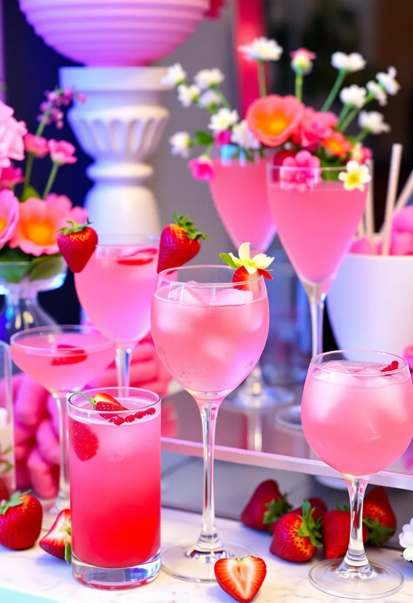 22 Stunning Pink Wedding Theme Ideas That Will Take Your Breath Away! - 8. Pink Cocktail Station