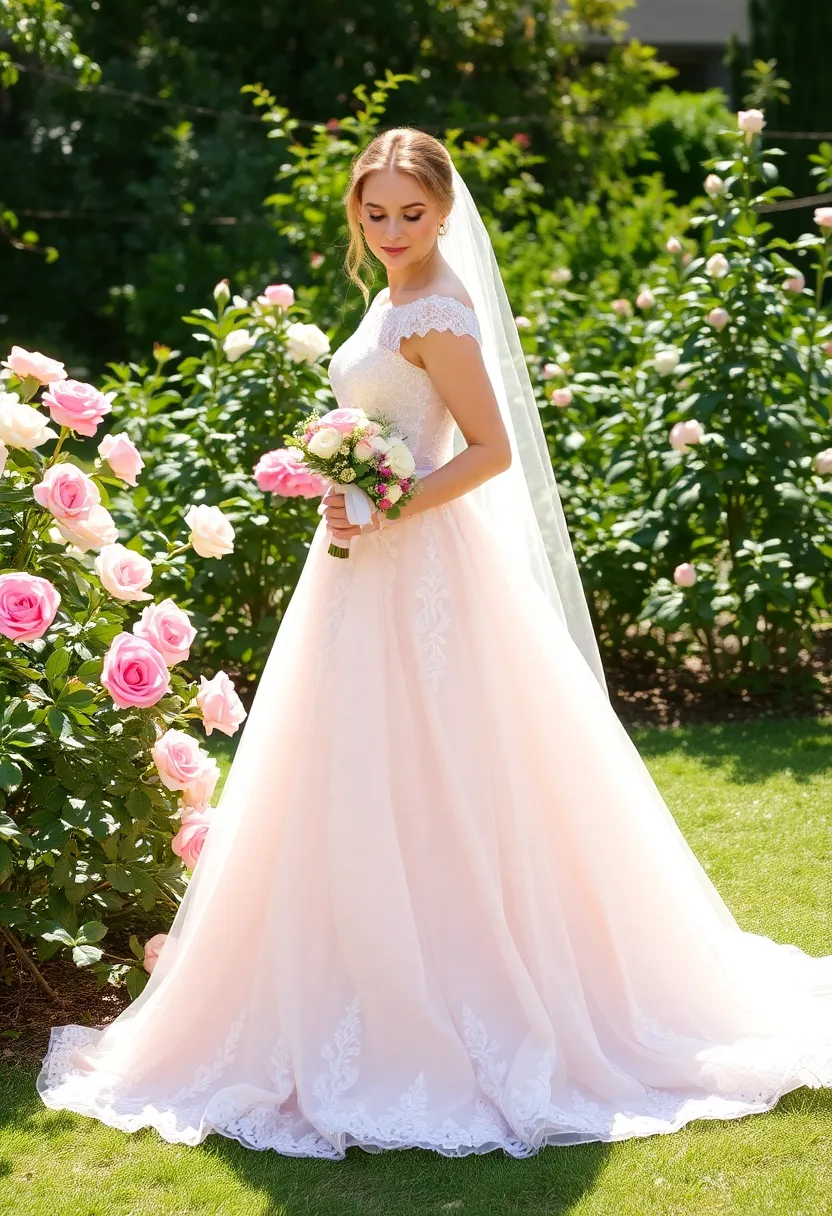 22 Stunning Pink Wedding Theme Ideas That Will Take Your Breath Away! - 1. Blush Pink Bridal Gown