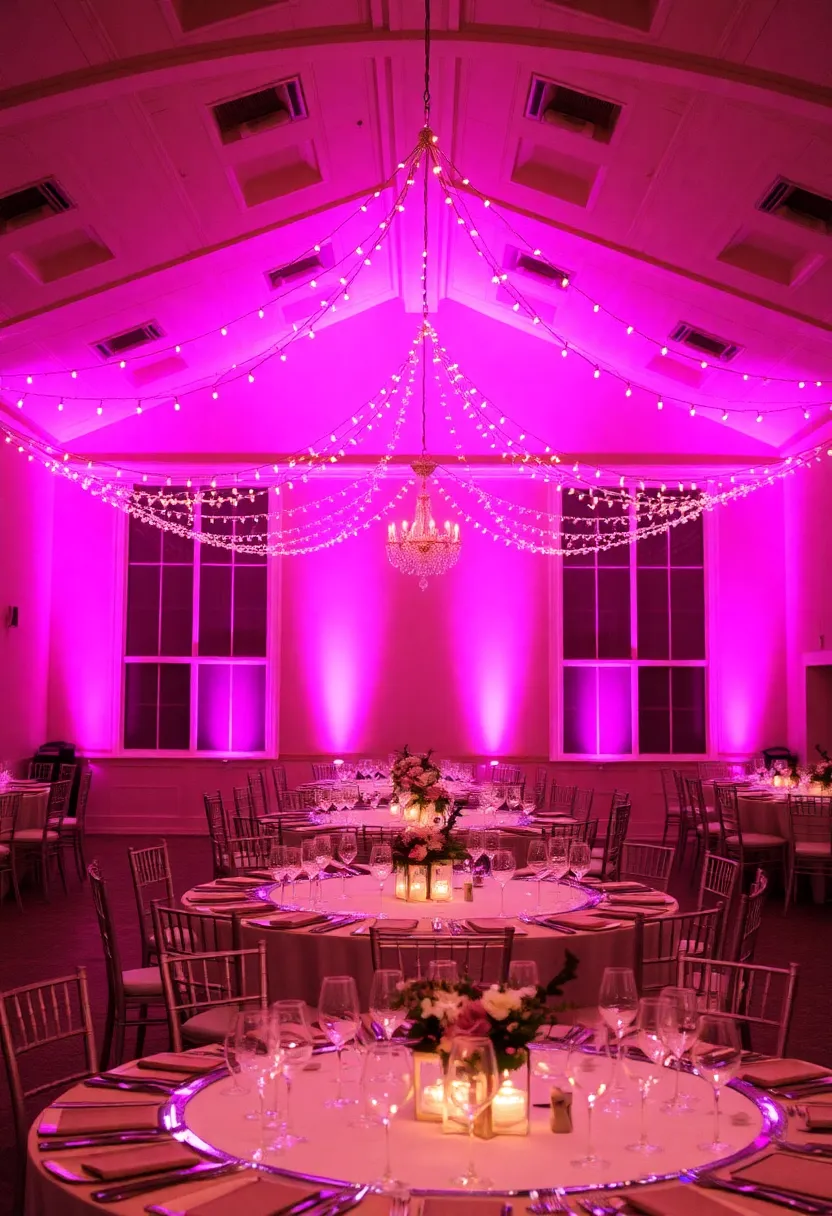 22 Stunning Pink Wedding Theme Ideas That Will Take Your Breath Away! - 7. Pink Lighting Effects