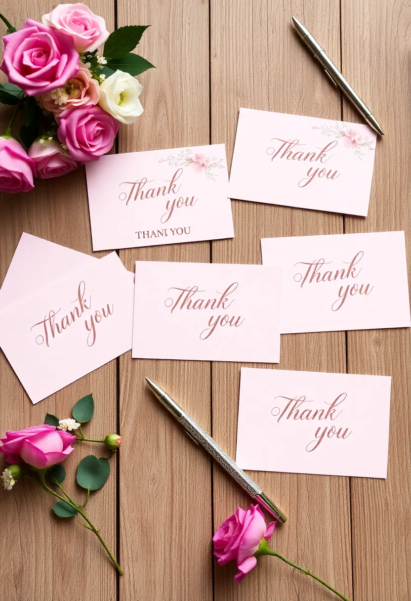 22 Stunning Pink Wedding Theme Ideas That Will Take Your Breath Away! - 22. Pink Thank You Cards