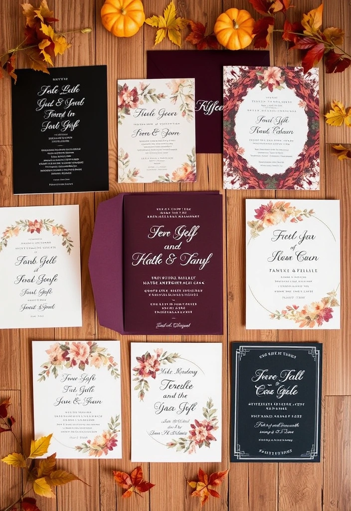 21 Fall Wedding Ideas That Will Make Your Heart Skip a Beat (You Won't Believe #7!) - 11. Fall-Inspired Invitations