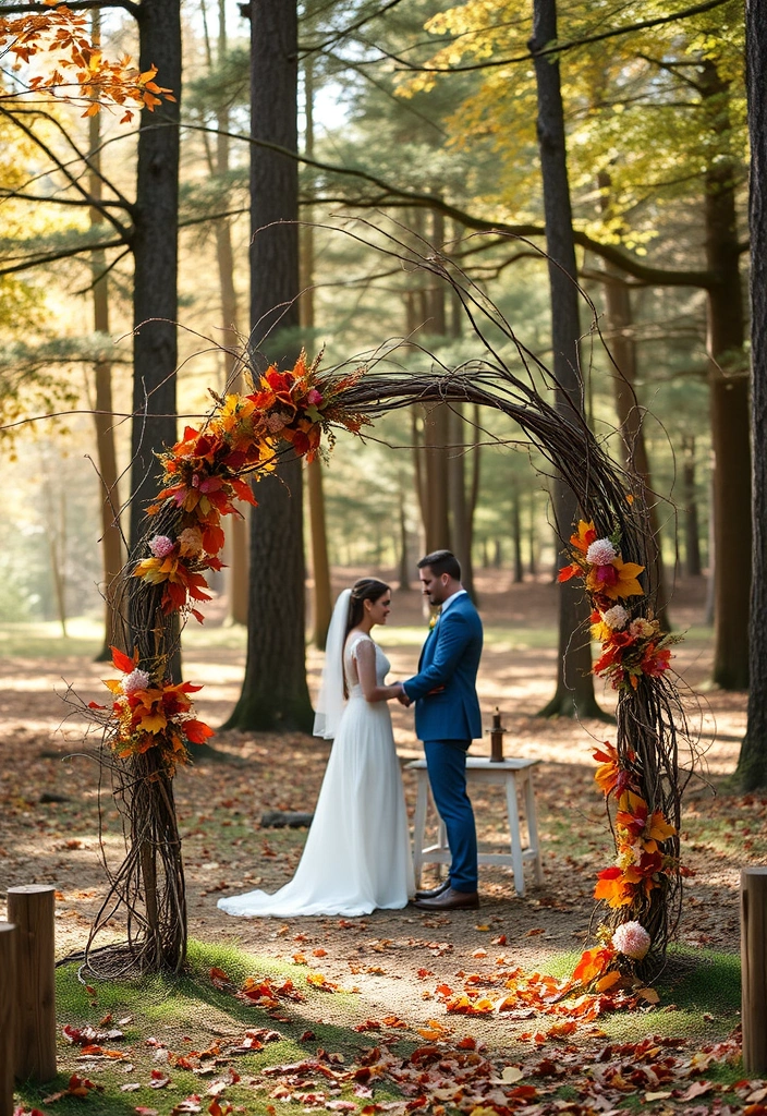 21 Fall Wedding Ideas That Will Make Your Heart Skip a Beat (You Won't Believe #7!) - 10. Nature-Inspired Ceremony Backdrop
