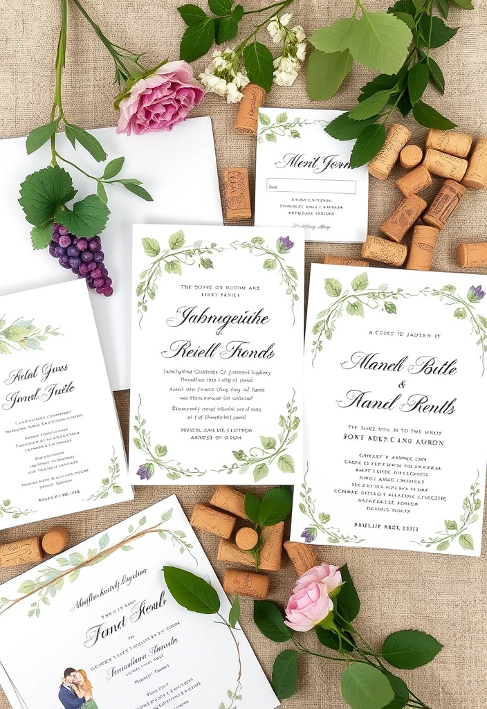 21 Vineyard Wedding Ideas That Will Make Your Heart Skip a Beat! - 6. Vineyard-Themed Invitations
