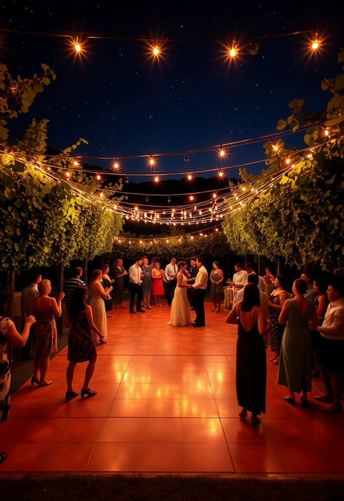 21 Vineyard Wedding Ideas That Will Make Your Heart Skip a Beat! - 14. Dreamy Dance Floor Under the Stars