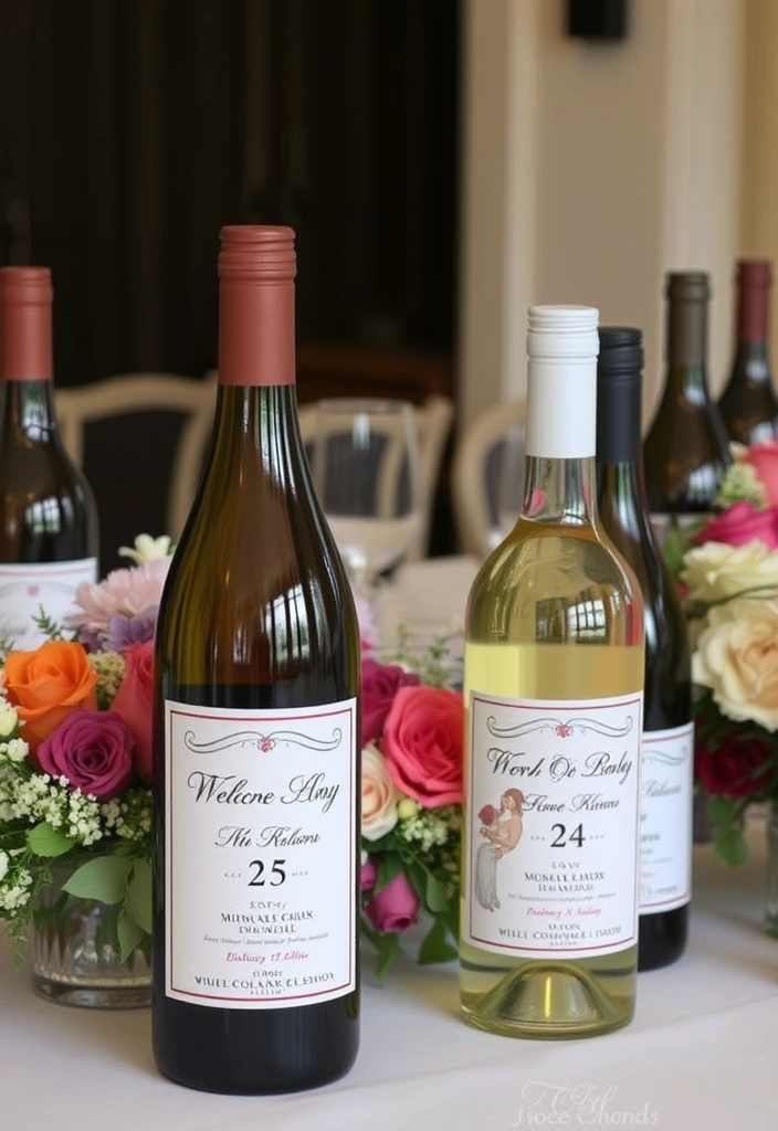 21 Vineyard Wedding Ideas That Will Make Your Heart Skip a Beat! - 20. Customized Wine Bottles as Decor