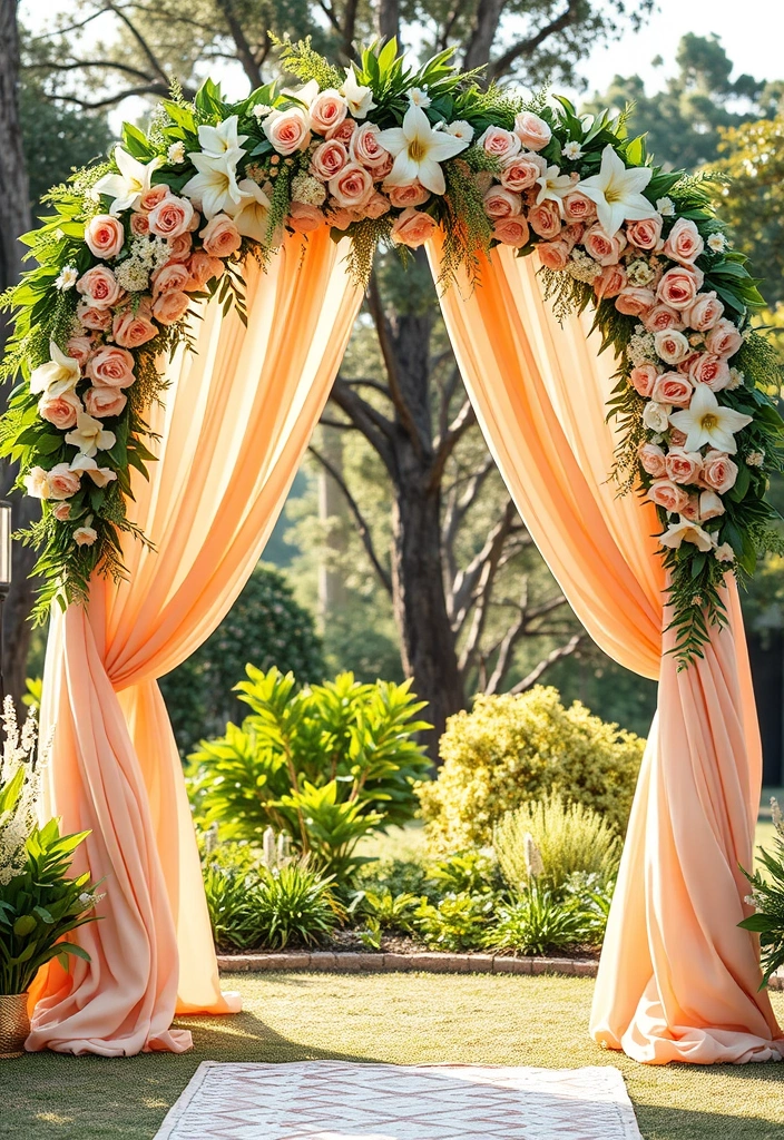 21 Peach Wedding Theme Ideas That Will Make Your Guests Swoon! - 6. Peach Ceremony Arch