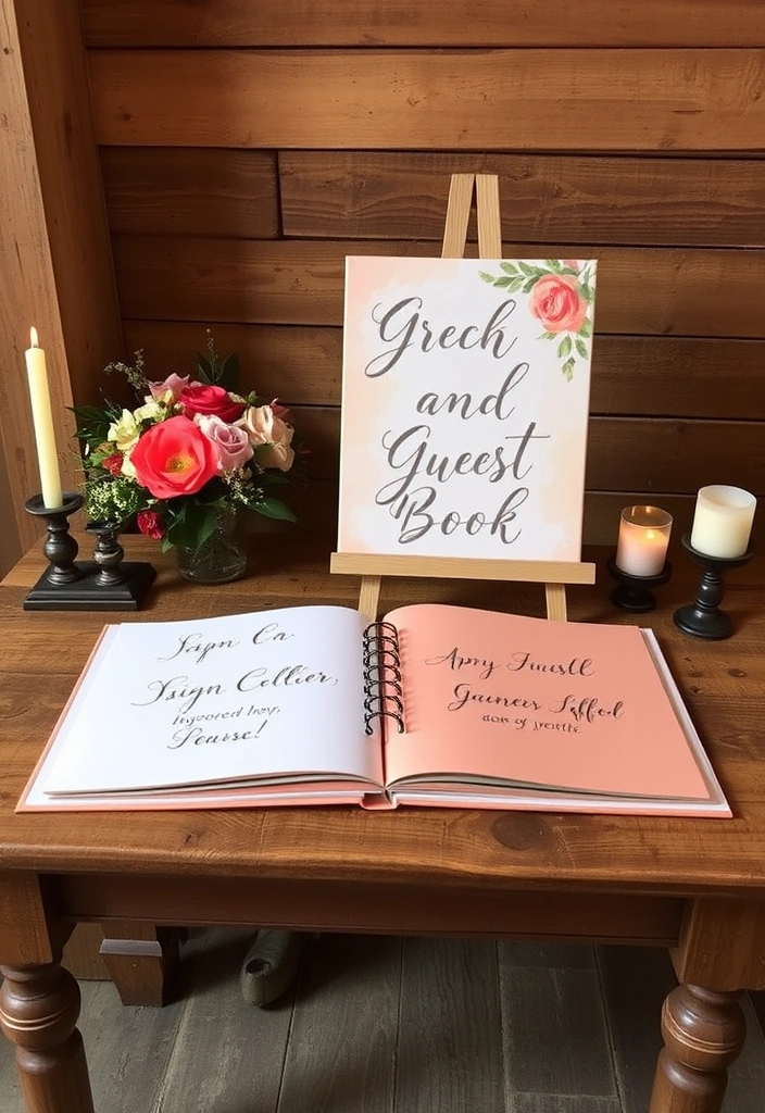 21 Peach Wedding Theme Ideas That Will Make Your Guests Swoon! - 12. Peach-Themed Guest Book