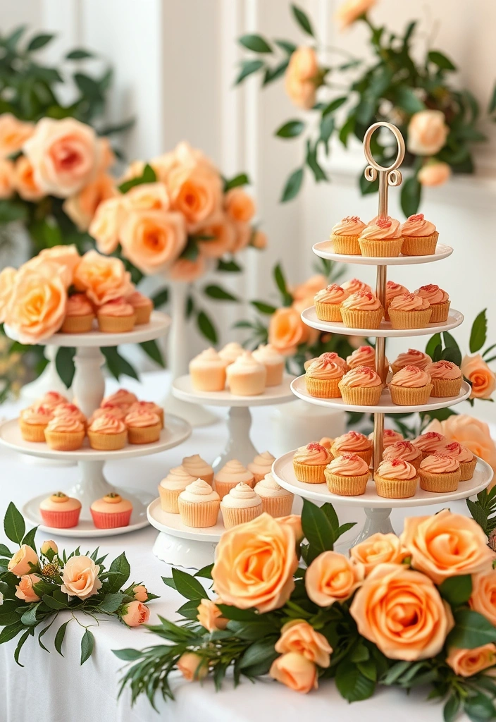 21 Peach Wedding Theme Ideas That Will Make Your Guests Swoon! - 10. Peach Dessert Table