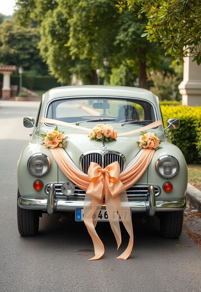 21 Peach Wedding Theme Ideas That Will Make Your Guests Swoon! - 20. Peach-Themed Transportation