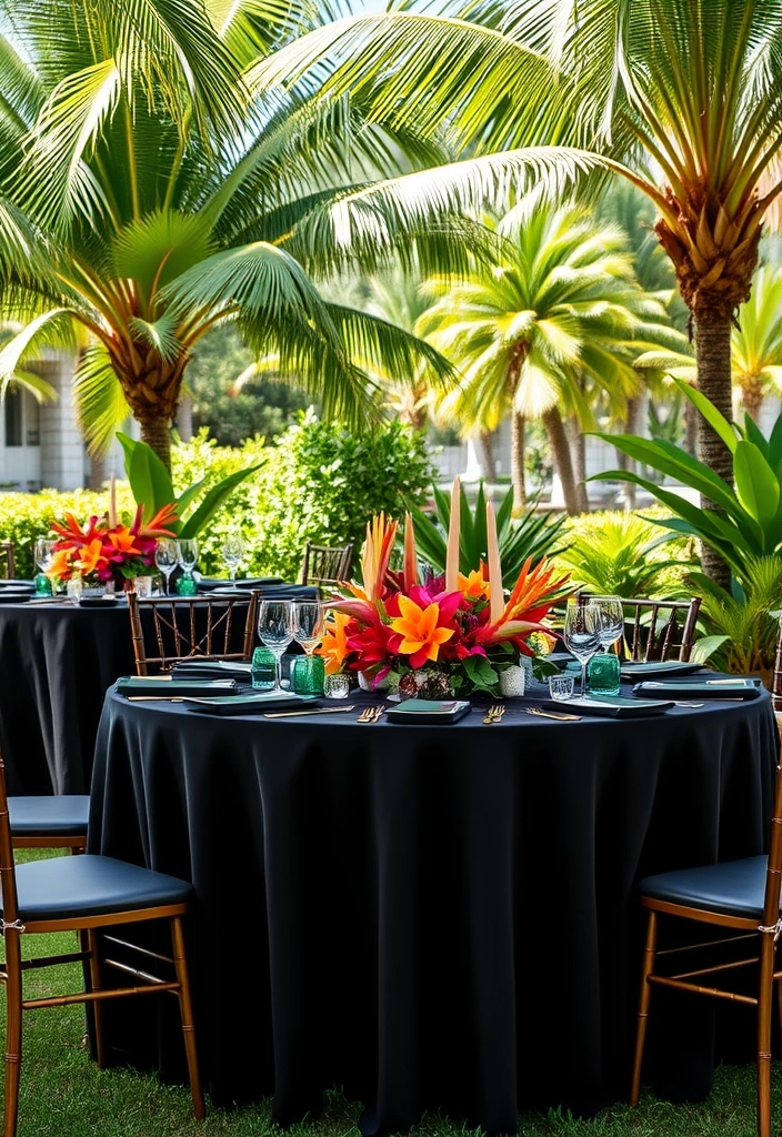 21 Stunning Black Wedding Theme Ideas That Will Leave You Breathless! - 9. Tropical Black Paradise