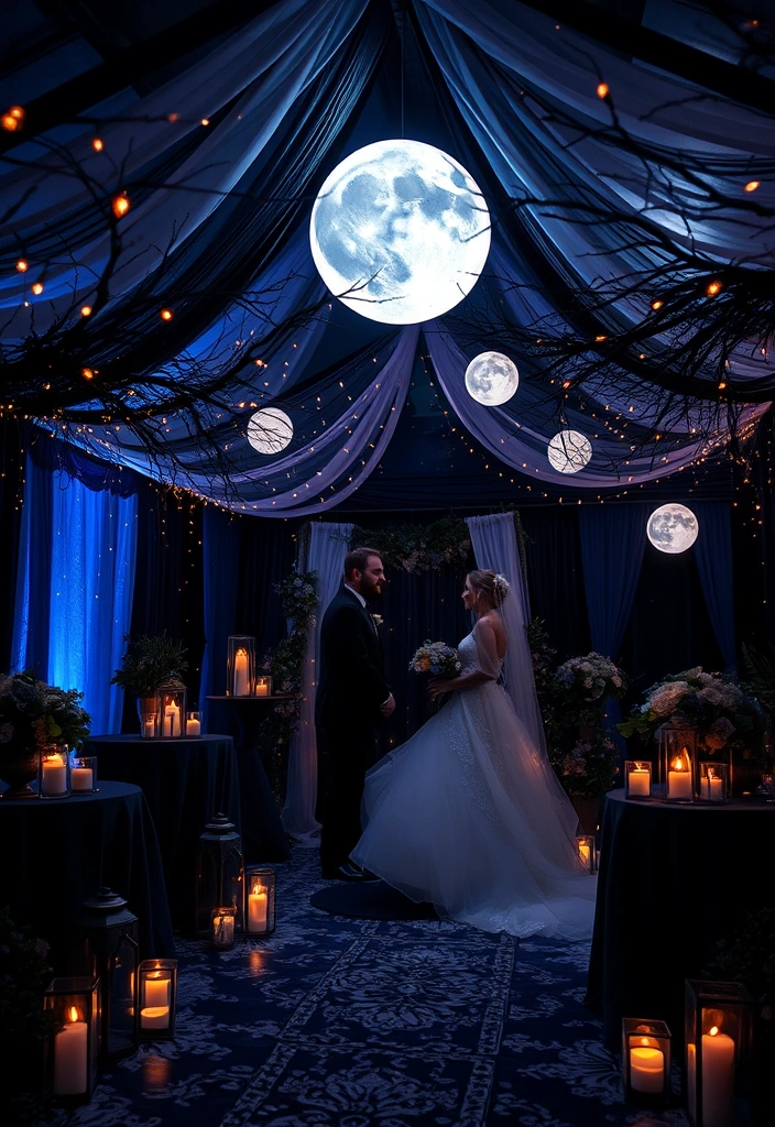 21 Stunning Black Wedding Theme Ideas That Will Leave You Breathless! - 20. Mystical Moonlight