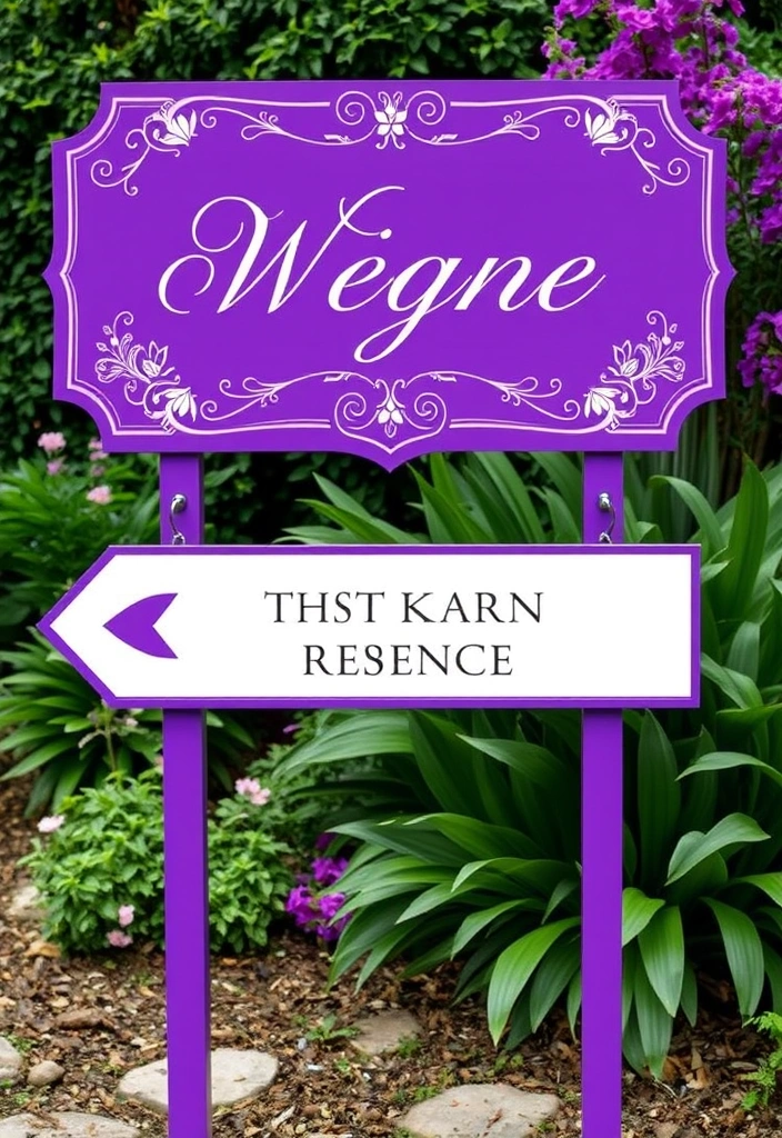 21 Stunning Purple Wedding Ideas That Will Leave You Breathless (Wait Until You See #10!) - 19. Custom Purple Signage