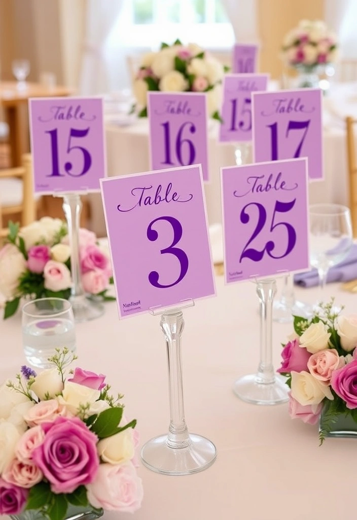21 Stunning Purple Wedding Ideas That Will Leave You Breathless (Wait Until You See #10!) - 18. Purple Table Numbers