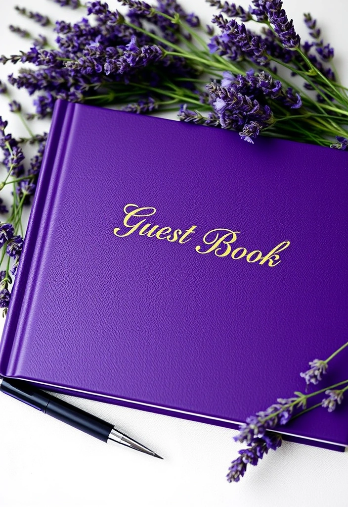 21 Stunning Purple Wedding Ideas That Will Leave You Breathless (Wait Until You See #10!) - 14. Personalized Purple Guest Book