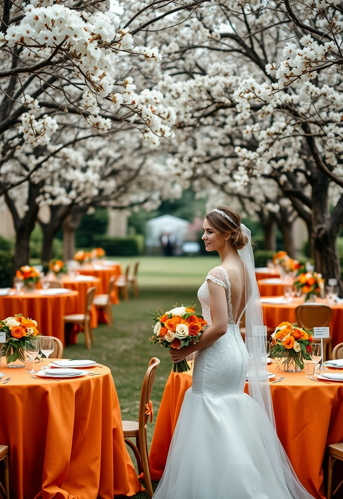 21 Stunning Burnt Orange Weddings That Will Leave You Speechless! - 7. Garden Party Glam