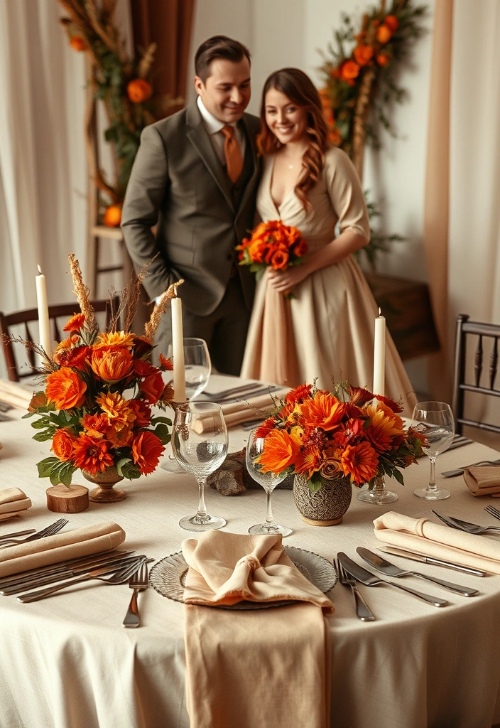 21 Stunning Burnt Orange Weddings That Will Leave You Speechless! - 21. Burnt Orange & Earthy Neutrals