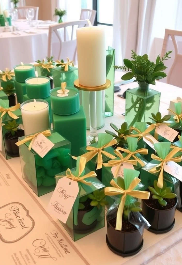 21 Stunning Emerald Green Weddings You Have to See to Believe! - 9. Emerald Green Wedding Favors