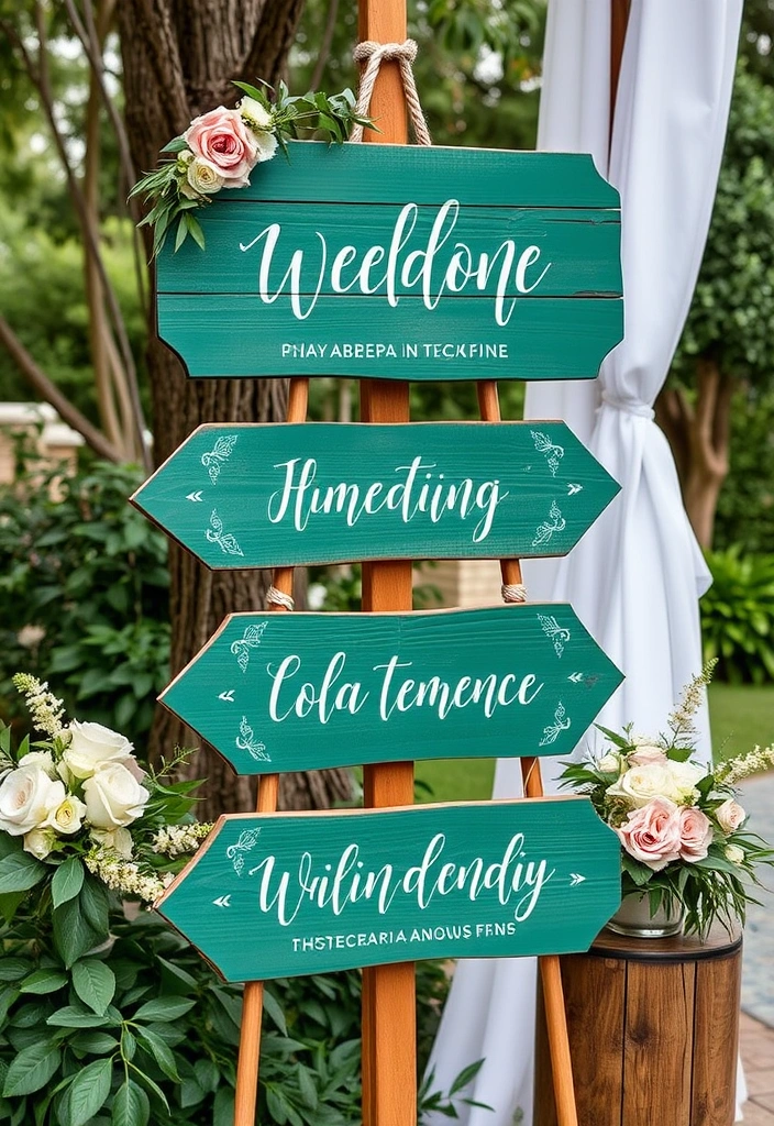 21 Stunning Emerald Green Weddings You Have to See to Believe! - 13. Emerald Green Wedding Signage