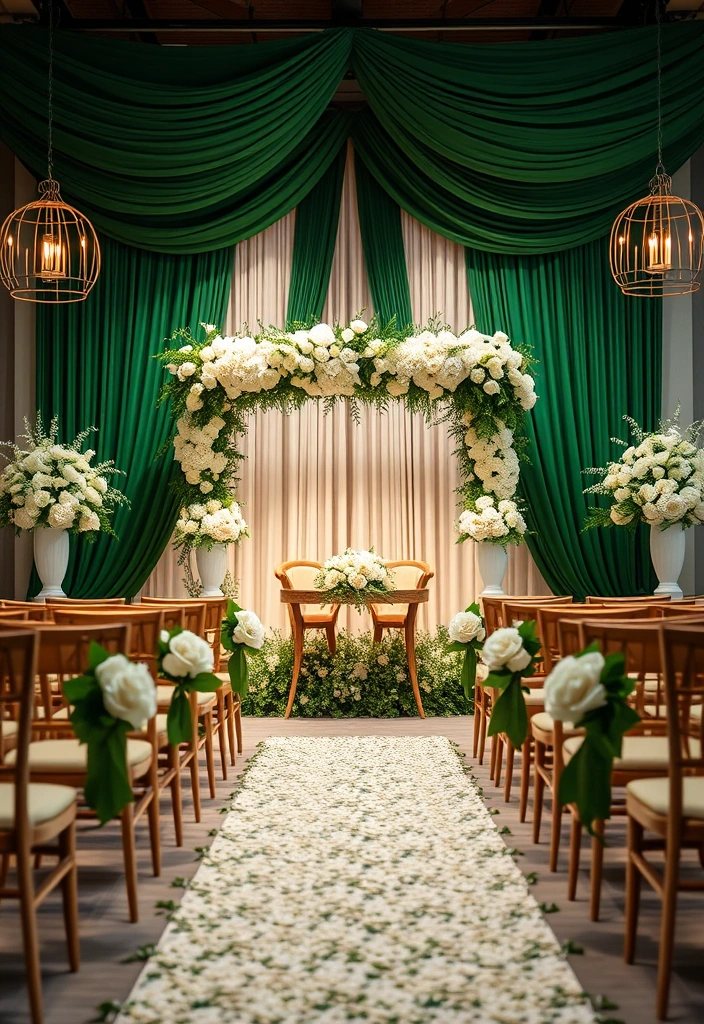 21 Stunning Emerald Green Weddings You Have to See to Believe! - 15. Emerald Green Ceremony Decor