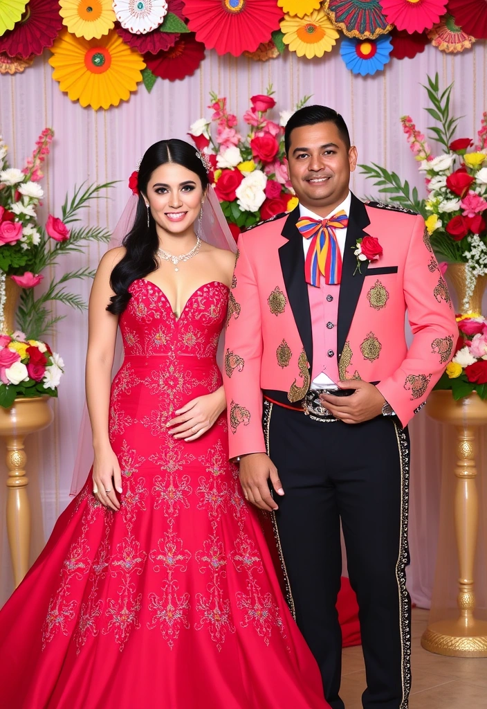 21 Vibrant Mexican Wedding Inspirations You’ll Want to Steal! - 4. Brightly Colored Wedding Attire