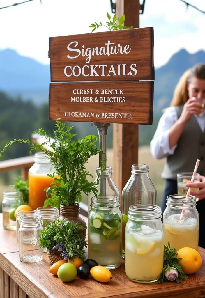 21 Mountain Wedding Ideas That'll Make Your Love Story Unforgettable! - 10. Signature Drinks with a Twist