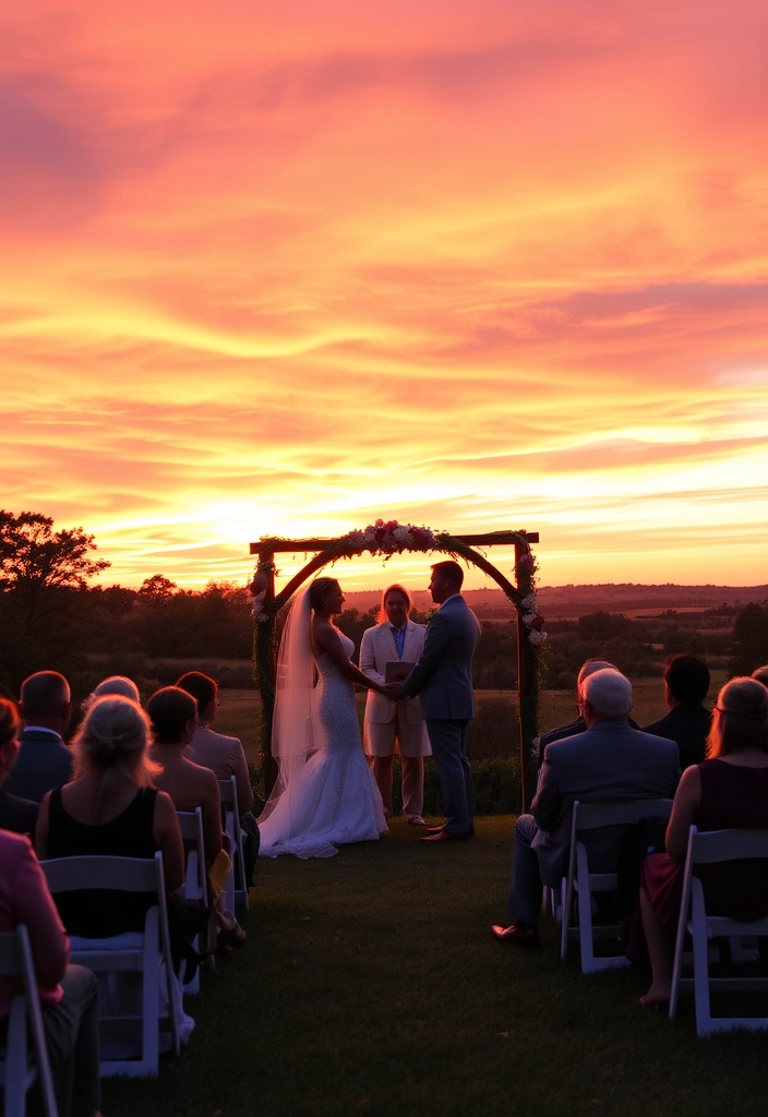 21 Casual Wedding Ideas That'll Make You Say 'I Do' in Style! - 17. Sunset Ceremony