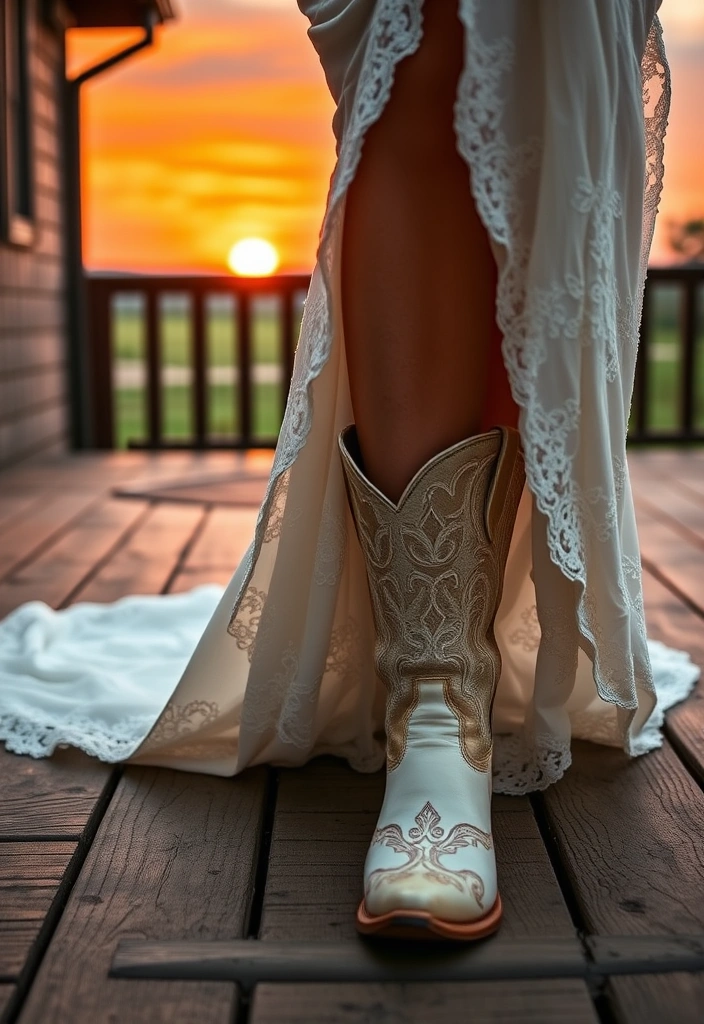 21 Western Wedding Ideas That Will Make Your Heart Race (You Won't Believe #11!) - 2. Cowboy Boots for the Bride