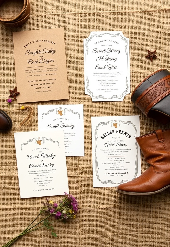 21 Western Wedding Ideas That Will Make Your Heart Race (You Won't Believe #11!) - 10. Western-Themed Invitations
