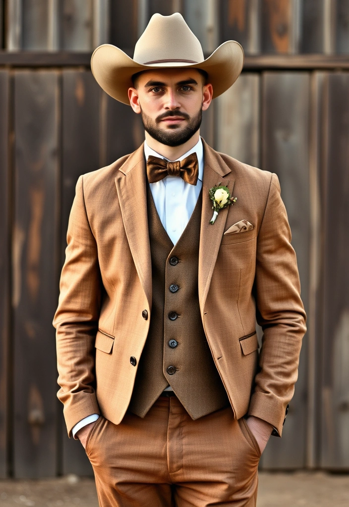 21 Western Wedding Ideas That Will Make Your Heart Race (You Won't Believe #11!) - 15. Cowboy-Themed Groom Attire