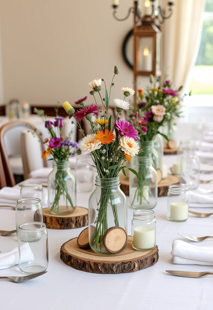 21 Stunning Country Chic Wedding Ideas That'll Make Your Heart Skip a Beat! - 18. Rustic Table Centerpieces