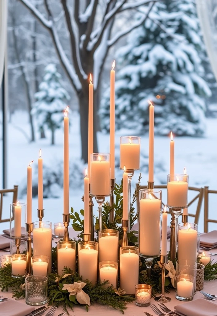 21 Winter Wedding Ideas That Will Make You Say 'I Do' in the Snow! - 18. Winter Candlescape