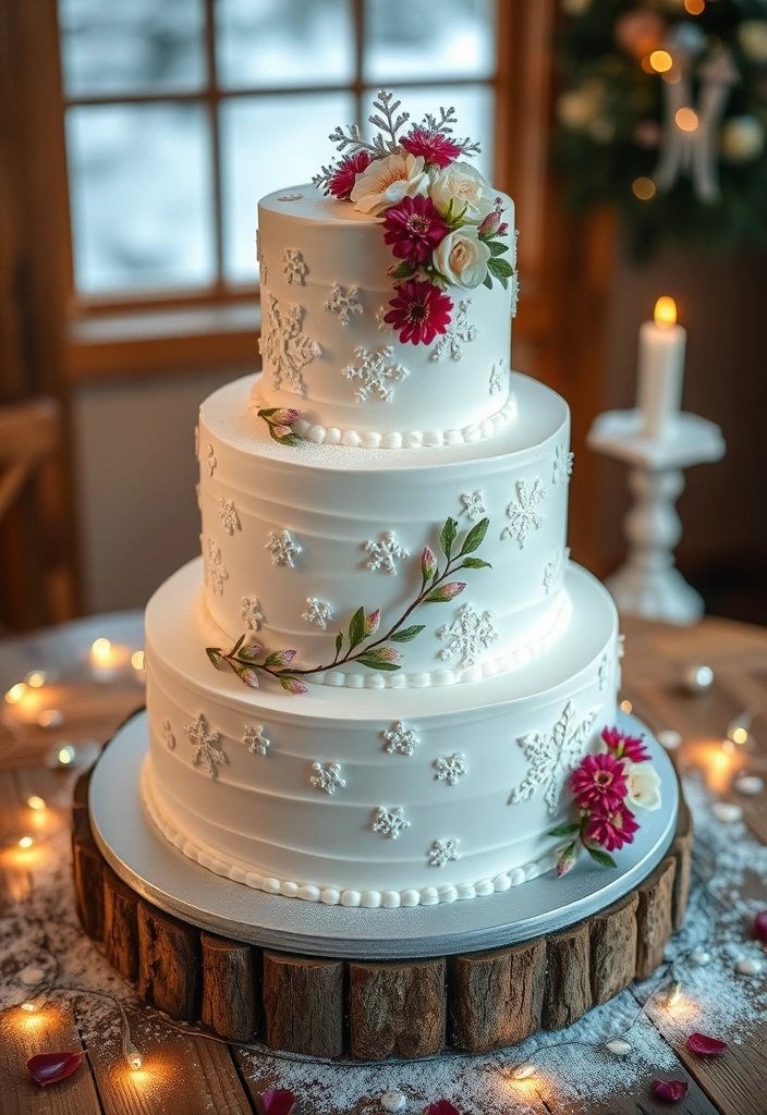 21 Winter Wedding Ideas That Will Make You Say 'I Do' in the Snow! - 8. Winter-Themed Wedding Cake
