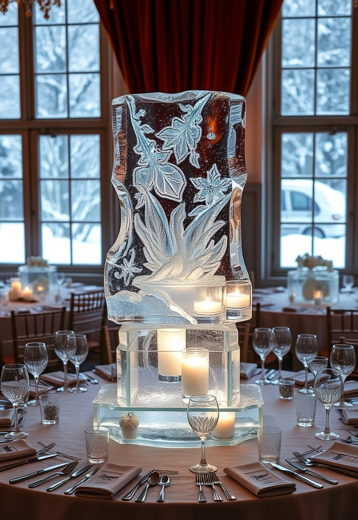 21 Winter Wedding Ideas That Will Make You Say 'I Do' in the Snow! - 7. Ice Sculpture Centerpieces