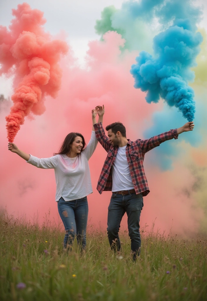20 Unique Wedding Photoshoot Ideas That'll Make Your Big Day Unforgettable! (You Won't Believe #5!) - 10. Colorful Smoke Bombs