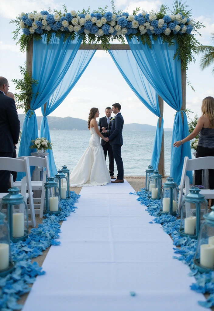 21 Gorgeous Ways to Incorporate a Blue Wedding Theme into Your Big Day! - 7. Exquisite Blue Ceremony Decor