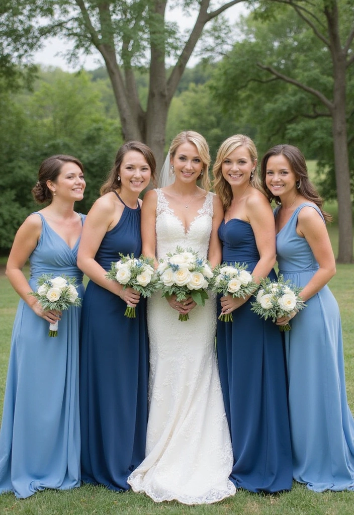 21 Gorgeous Ways to Incorporate a Blue Wedding Theme into Your Big Day! - 6. Gorgeous Blue Bridesmaid Dresses