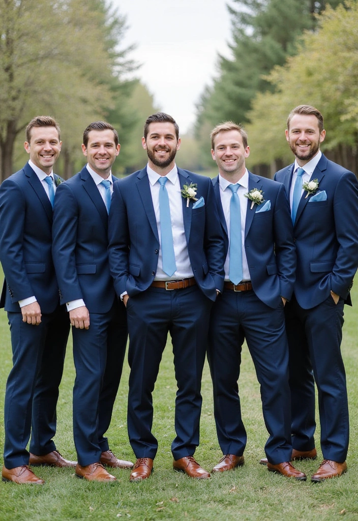 21 Gorgeous Ways to Incorporate a Blue Wedding Theme into Your Big Day! - 10. Stunning Blue Groomsmen Attire