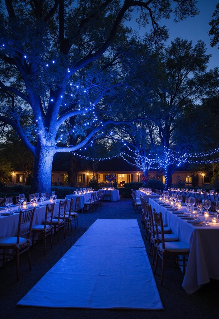 21 Gorgeous Ways to Incorporate a Blue Wedding Theme into Your Big Day! - 3. Romantic Blue Lighting