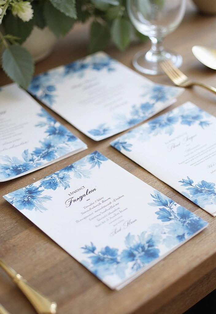 21 Gorgeous Ways to Incorporate a Blue Wedding Theme into Your Big Day! - 20. Blue-Themed Wedding Programs