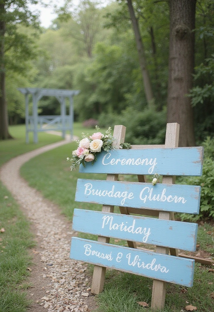21 Gorgeous Ways to Incorporate a Blue Wedding Theme into Your Big Day! - 15. Beautiful Blue Wedding Signage