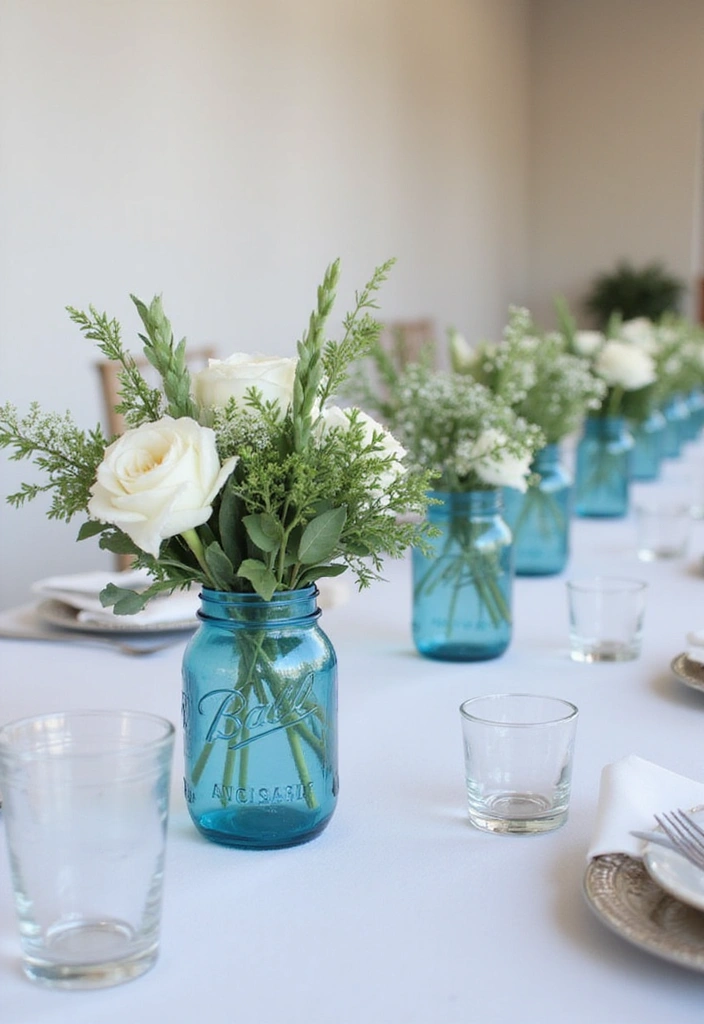 22 Whimsical Mason Jar Wedding Centerpieces That'll Add Charm to Your Reception! - 8. Monochrome Magic